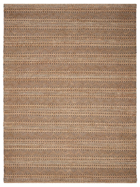 9' x 13' Tan and Gray Intricate Striped Area Rug