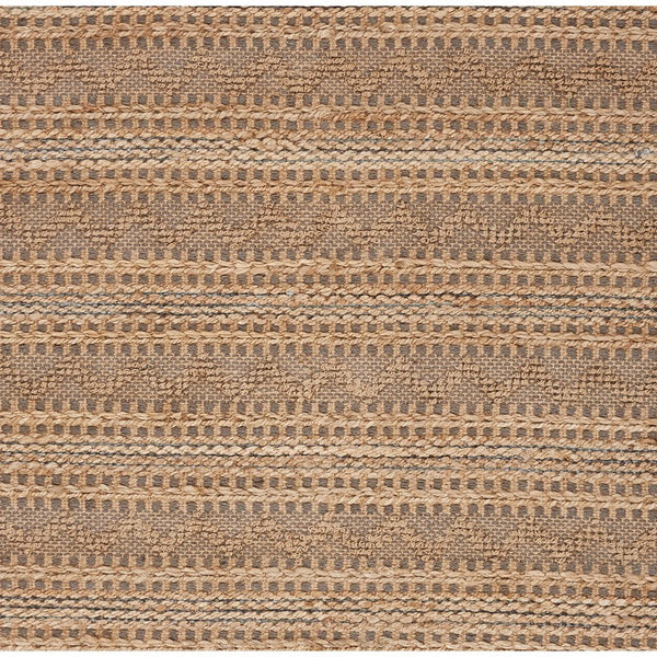 9' x 13' Tan and Gray Intricate Striped Area Rug