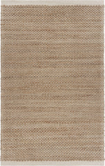 8' x 10' Tan and White Detailed Woven Area Rug