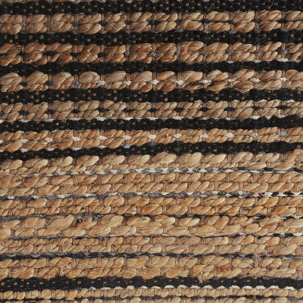 9' x 12' Tan and Black Eclectic Striped Area Rug