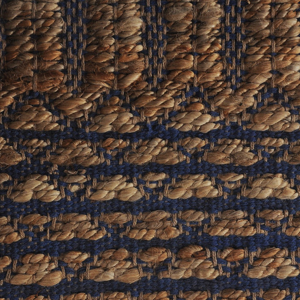 9' x 12' Tan and Blue Detailed Lattice Area Rug