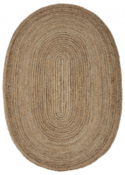 9' Brown Oval Shaped Jute Area Rug