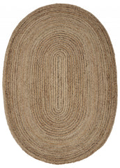 9' Brown Oval Shaped Jute Area Rug