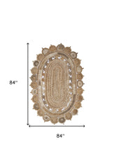 7' Oval Shaped Natural Toned Area Rug