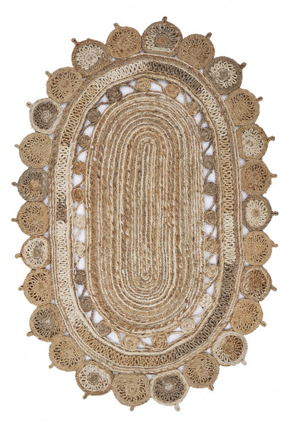 9' Oval Shaped Natural Toned Area Rug