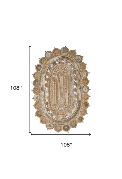 9' Oval Shaped Natural Toned Area Rug