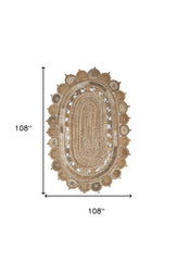 9' Oval Shaped Natural Toned Area Rug