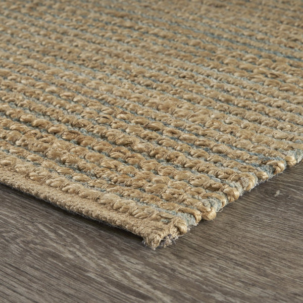 8' x 10' Tan and Blue Undertone Striated Area Rug