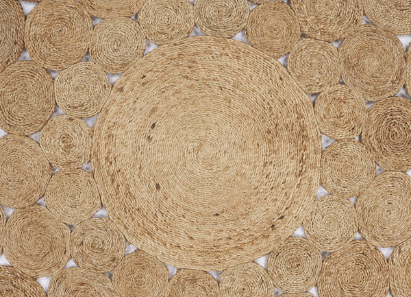 4' Round Natural Tan Orbital Area Rug