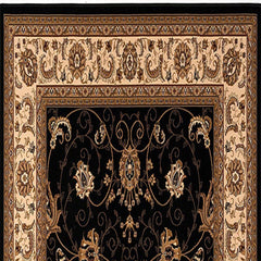 2' x 15' Black and Tan Floral Vines Runner Rug