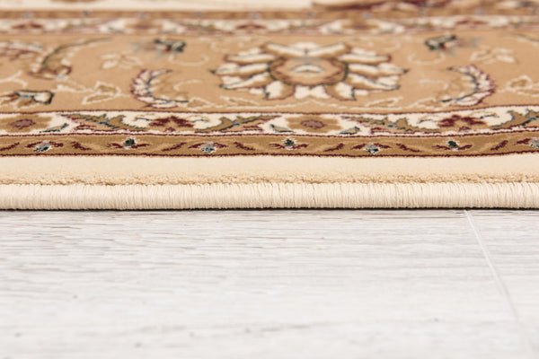 5' x 8' Cream and Tan Ornate Border Area Rug