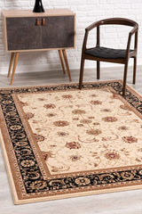 2' x 5' Cream and Black Decorative Area Rug