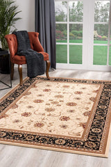 2' x 6' Cream and Black Decorative Area Rug