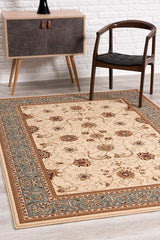 3' x 12' Cream and Blue Traditional Runner Rug