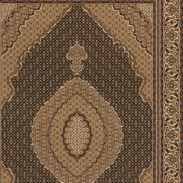 2' x 8' Black and Beige Medallion Runner Rug
