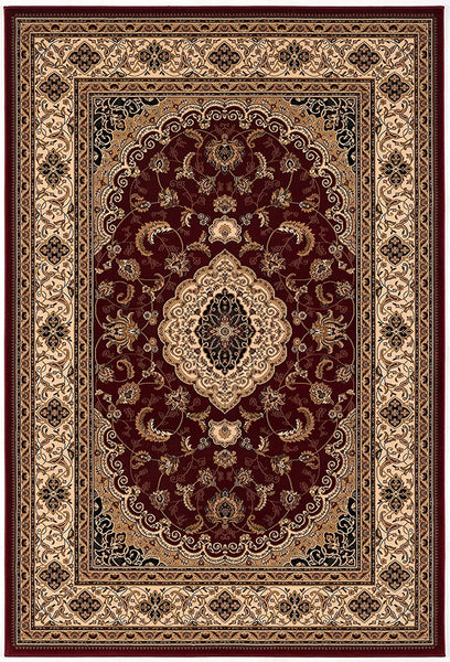 7' Round Red Floral Medallion Area Rug