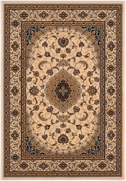 7' Round Cream Floral Medallion Area Rug