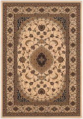 7' Round Cream Floral Medallion Area Rug