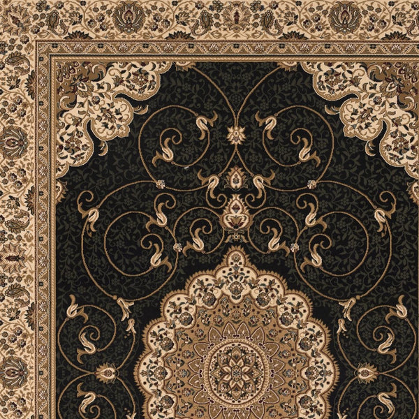 2' x 15' Black and Beige Embellished Runner Rug