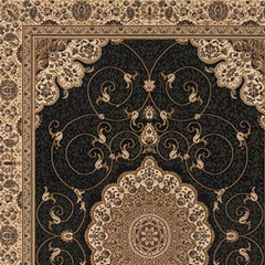 2' x 15' Black and Beige Embellished Runner Rug