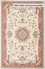 7' Round Cream Rose Traditional Pattern Area Rug