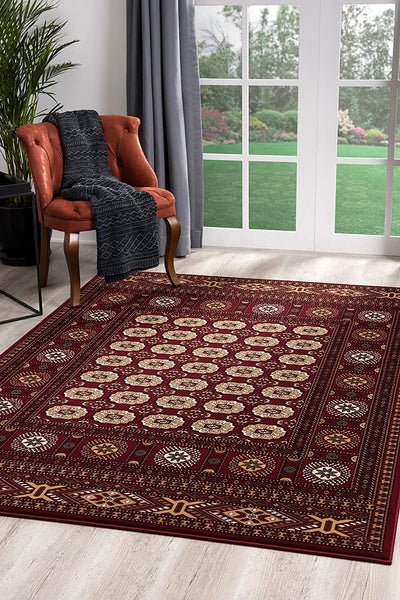 3' x 6' Red Eclectic Geometric Pattern Area Rug