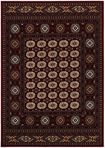5' Round Red Eclectic Geometric Pattern Area Rug