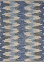 3' x 5' Blue and Cream Ikat Pattern Area Rug