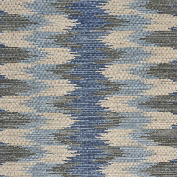 3' x 5' Blue and Cream Ikat Pattern Area Rug