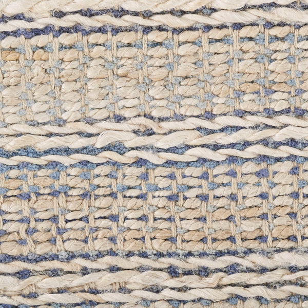 8' x 10' Blue and Cream Braided Jute Area Rug