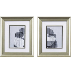 Set of Two Black White and Gray Abstract Wall Art