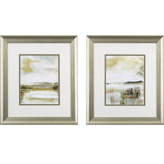 Set of Two Gold Waterfall Watercolor Wall Art