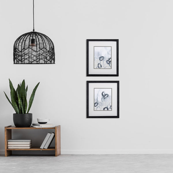 Set of Two Grey Abstract Watercolor Wall Art