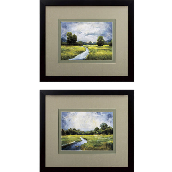 Set of Two The Valley Watercolor Landscape Wall Art