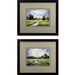 Set of Two The Valley Watercolor Landscape Wall Art
