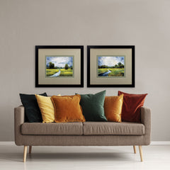 Set of Two The Valley Watercolor Landscape Wall Art
