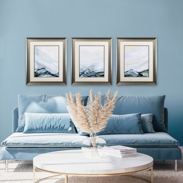Set of Three Watercolor Moutain View Wall Art