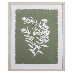Moss Green and White Botanical Flowers 3 Wall Art