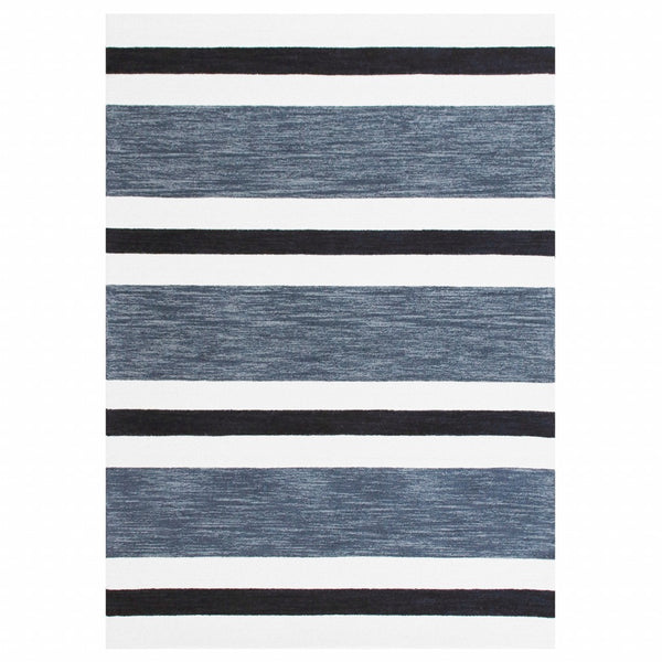 5' x 7' Black and Gray Bold Striped Area Rug