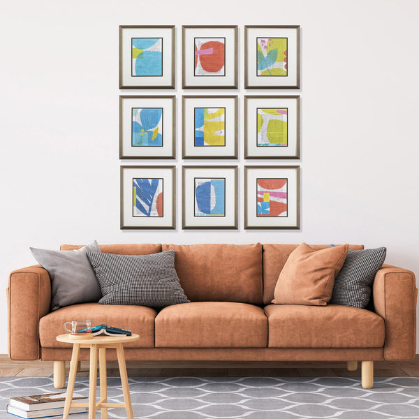 Set of Nine Vibrant Abstract Shapes Wall Art