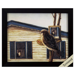 Quirky Bird Painting Cat Textured Wall Art