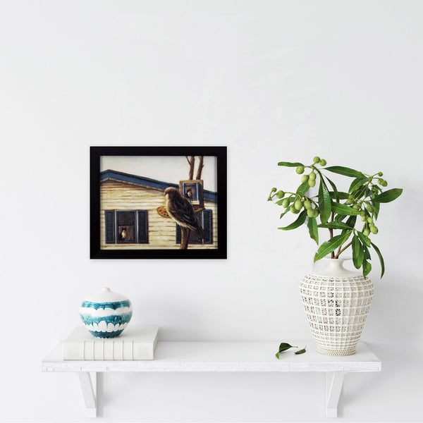 Quirky Bird Painting Cat Textured Wall Art