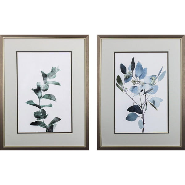 Set of Two Blue and Green Eucalyptus Wall Art
