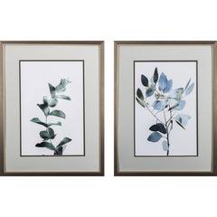 Set of Two Blue and Green Eucalyptus Wall Art