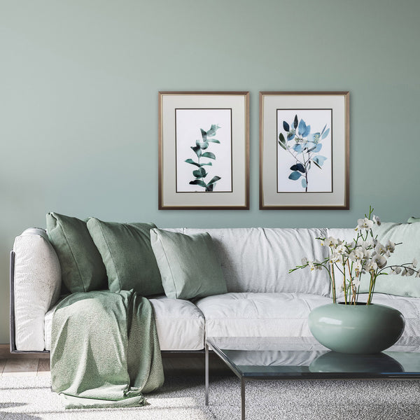 Set of Two Blue and Green Eucalyptus Wall Art