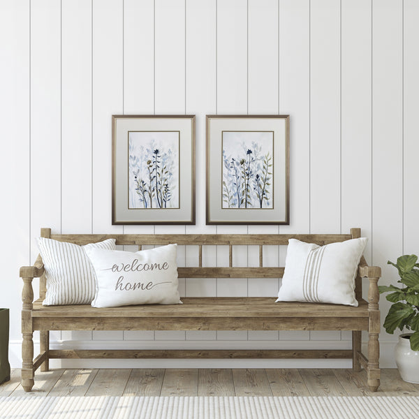 Set of Two Blue Shadow Flowers Wall Art