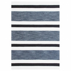 7' x 9' Black and Gray Bold Striped Area Rug