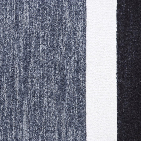 7' x 9' Black and Gray Bold Striped Area Rug