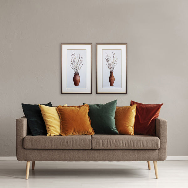 Set of Two Tall Vase with Plants