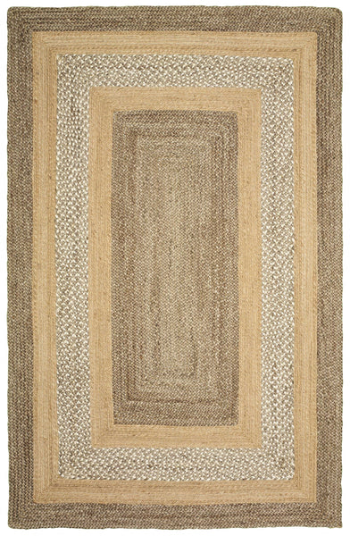 4' x 6' Tan and Beige Bordered Area Rug